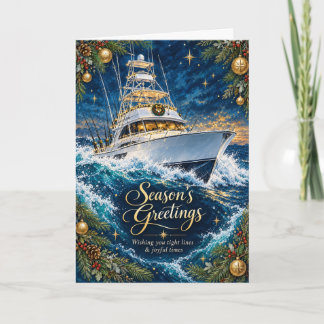Sportfishing Boat Holiday Card