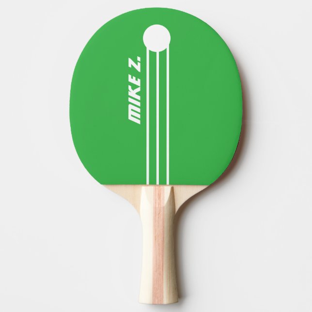 Sportif Stripes Name Green Ping Pong Paddle (Front)