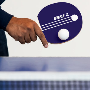 Sportif Stripes Name Navy-Blue Ping Pong Paddle
