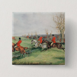 Sporting Scene, 19th century 2 Inch Square Button