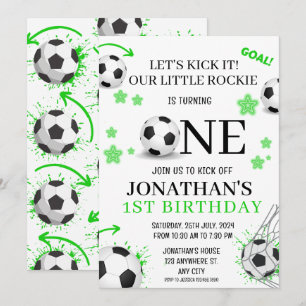 Sports 1st Birthday Soccer party Invitation