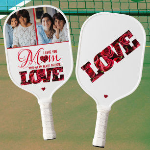 Sports 2 Photo I Love You Mom Mothers Day Pickleball Paddle