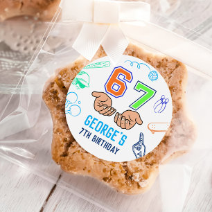 Sports 6 7 Meme Trend Six Seven Birthday Party Classic Round Sticker