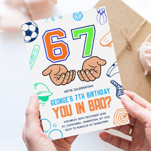Sports 6 7 Meme Trend Six Seven Birthday Party Invitation
