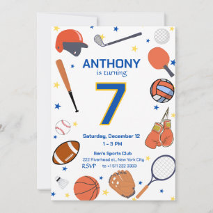 Sports All-Star Anniversaire Bash 2 Invitation