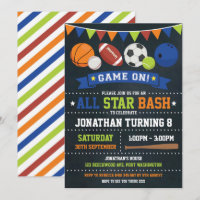 Sports All Star Birthday Baseball Basketball Party