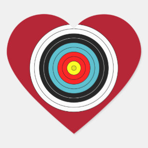 Sports Archery Target on Dark Red Heart Sticker