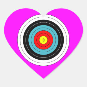 Sports Archery Target on Pink Heart Sticker