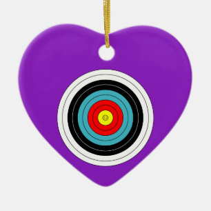 Sports Archery Target on Purple Heart Ceramic Ornament