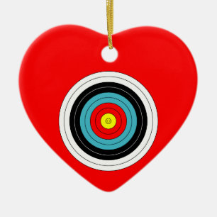 Sports Archery Target on Red Heart Ceramic Ornament