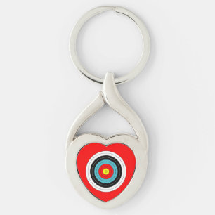 Sports Archery Target on Red Heart Keychain