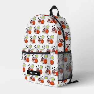 Sports Athletic Balls Personalized Name School Printed Backpack