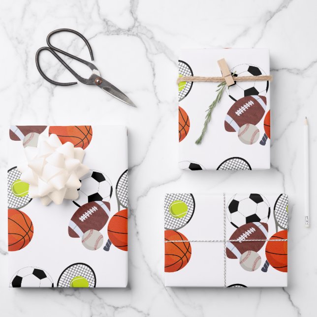Sports Athletic Balls  Wrapping Paper Sheet (Front)