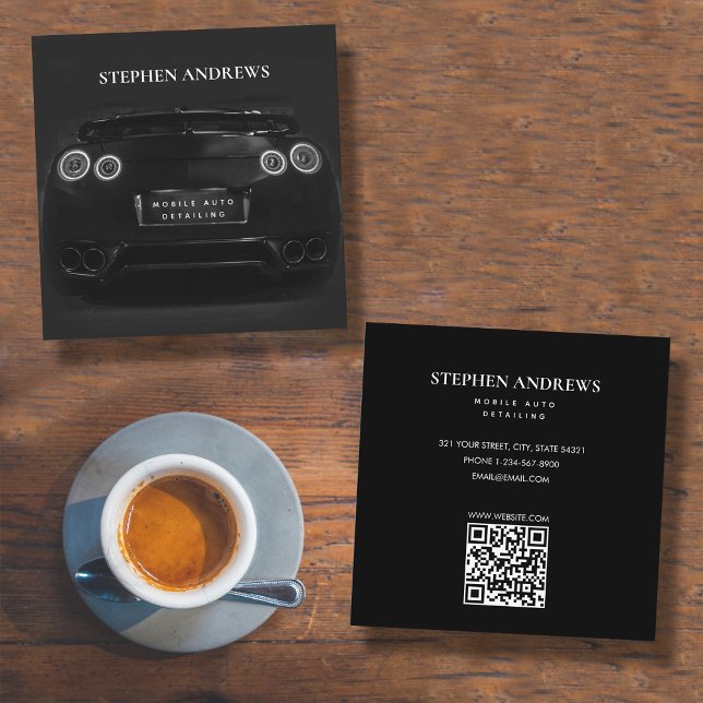 Sports Auto Detailing Car Cleaning Repair QR Code Square Business Card (Creator Uploaded)