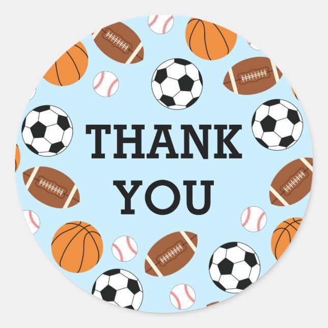 Sports Baby Shower Co-ed Theme Boy Blue Classic Round Sticker (Front)