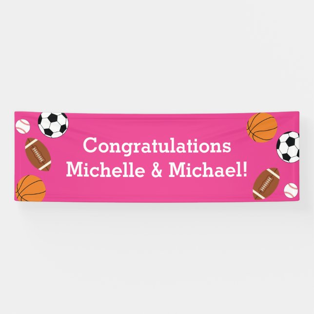 Sports Baby Shower Pink Girl Banner (Horizontal)