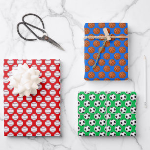 Sports Balls Birthday Wrapping Paper Sheets