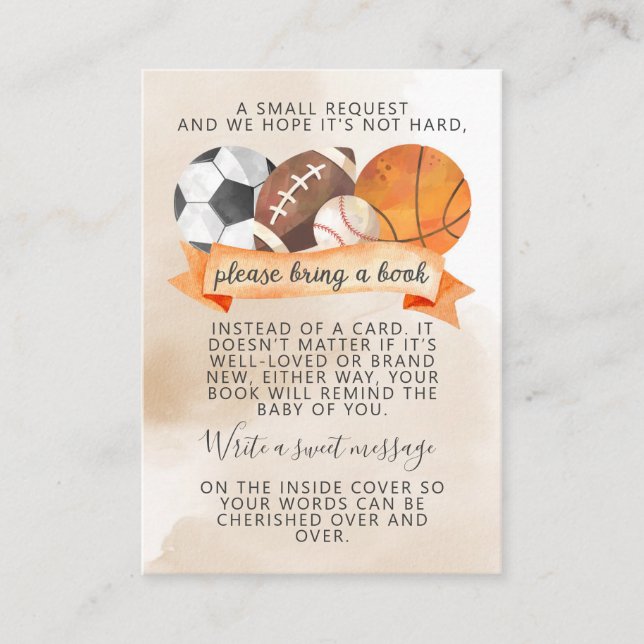Sports Balls Books for Baby Request Insert Card (Front)