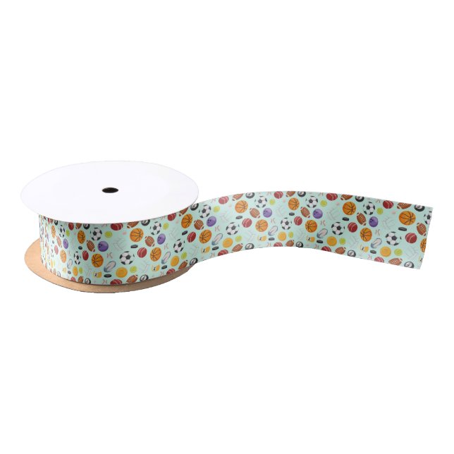 Sports Balls Design Satin Ribbon (Spool)