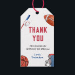 Sports Balls Kids Birthday  Gift Tags<br><div class="desc">Hand painted watercolor baseball,  football,  basketball sports Kids birthday party thank you favour tags.</div>