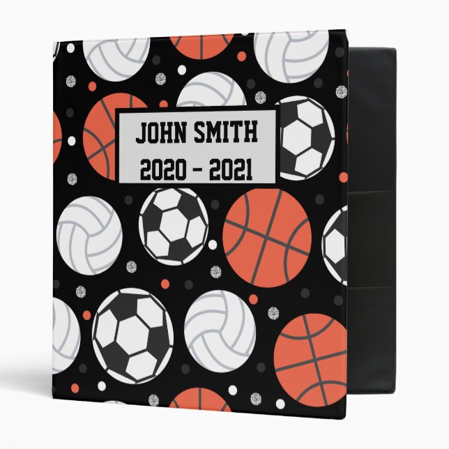 Sports Balls Personalized School Binder (Front/Inside)