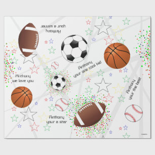 Sports Balls with Stars - Gift Wrap HAMbWG