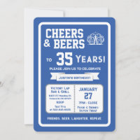 Sports Bar Birthday Cheers and Beers to 35 Years