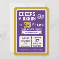 Sports Bar Birthday Cheers and Beers to 35 Years