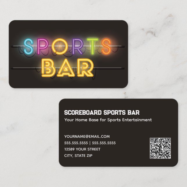 Sports Bar Custom QR Business Card (Front/Back)