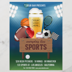 Sports Bar Event Promo Menu add photo and logo
