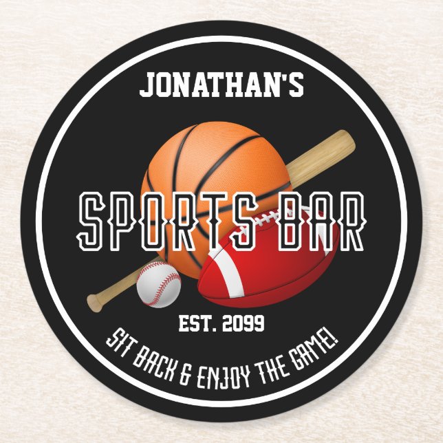 Sports Bar Football Baseball Basketball Coasters (Front)