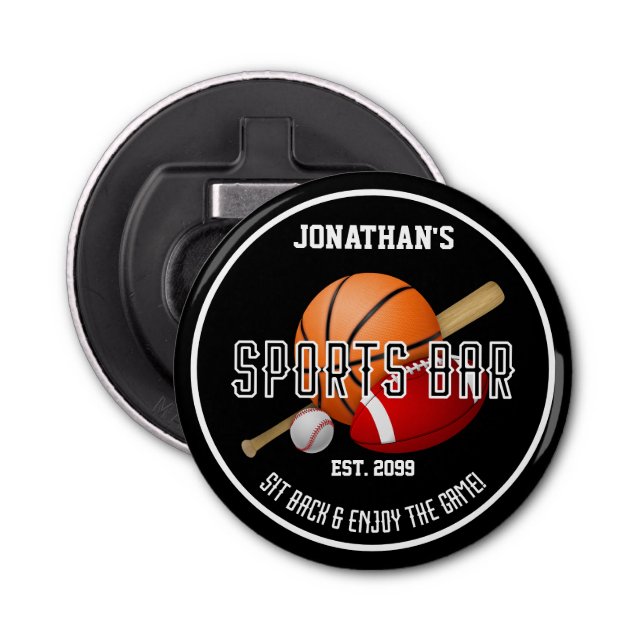Sports Bar Round Bottle Opener (Front)