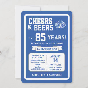 Sports Bar Surprise Party Cheers to 85 Years Invitation