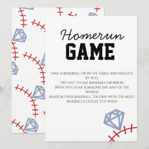 Sports Baseball Homerun Glitter Bridal Shower Game Invitation