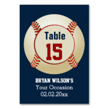 Sports Baseball theme Personalized table numbers