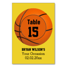 Sports Basketball theme Personalized table numbers