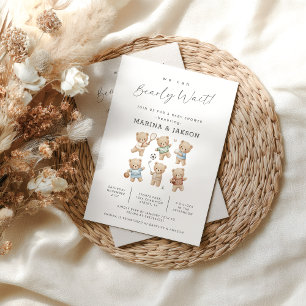 Sports Bear Baby Shower. Bearly Wait Invitation