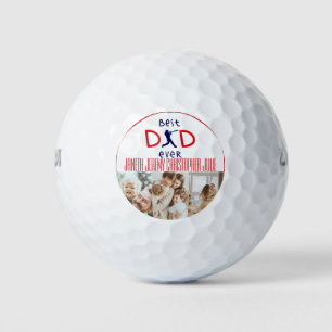 Sports Best Dad Ever Photo Collage Father's Day Golf Balls