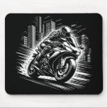 Sports Bike Night Ride Through City Streets Mouse Pad<br><div class="desc">Experience the thrill of riding a sports bike through the city at night,  feeling the lights and energy of the streets.</div>