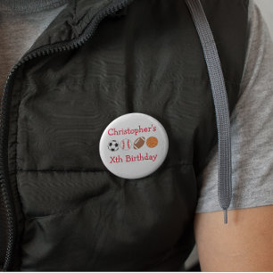 Sports Birthday 2 Inch Round Button