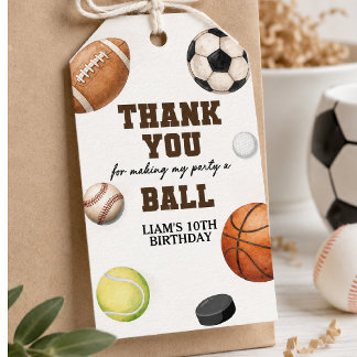 Sports Birthday | All Sports Ball Birthday Party Gift Tags
