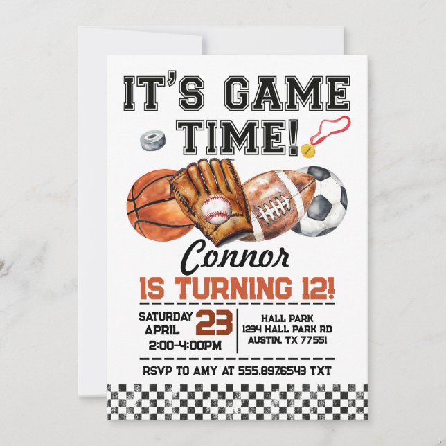 Sports Birthday All Sports Invitation (Front)