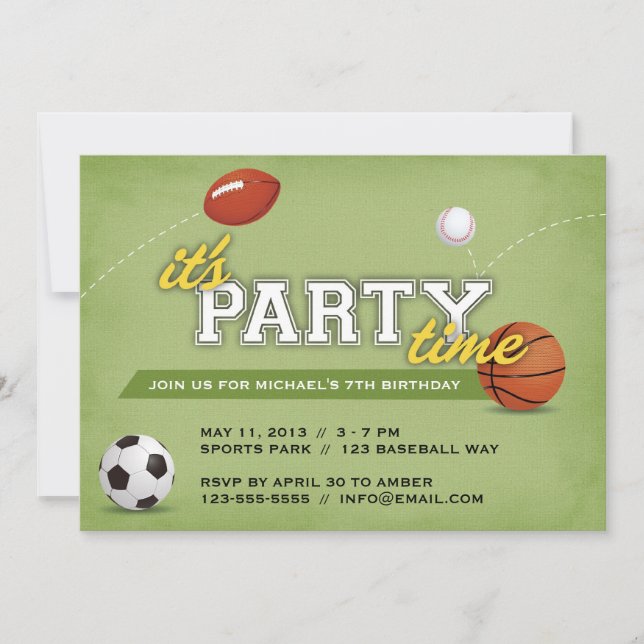 Sports Birthday Party Invitation (Front)
