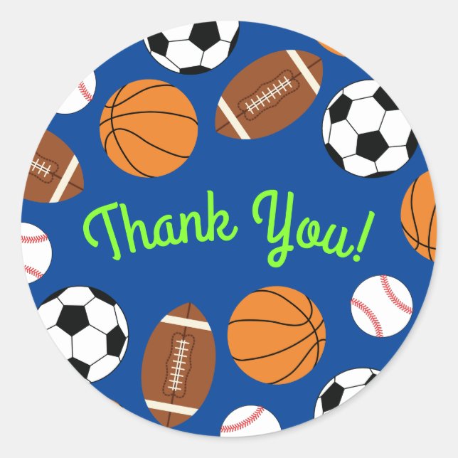 Sports Birthday Party Kids Cute Classic Round Sticker (Front)
