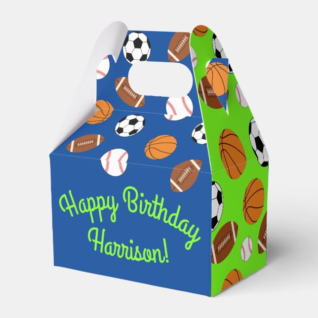 Sports Birthday Party Kids Cute Favor Box (Back Side)