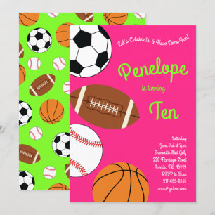 Sports Birthday Party Kids Cute Invitation