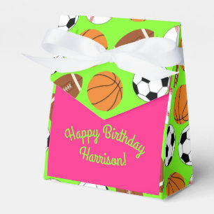 Sports Birthday Party Kids Cute Pink Girls Favor Box