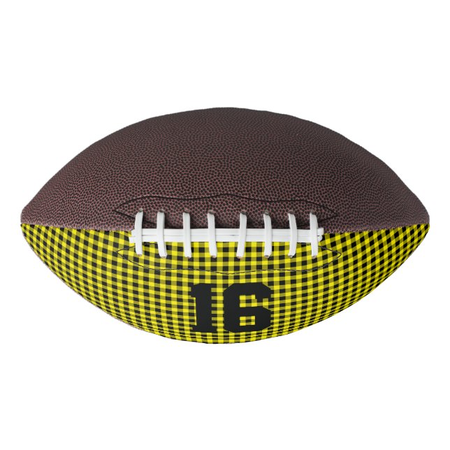 Sports Black Gold Check Team NUMBER Age Football (Front)