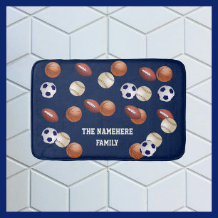 Sports Blue or Choose Your Colour Personalized Bath Mat