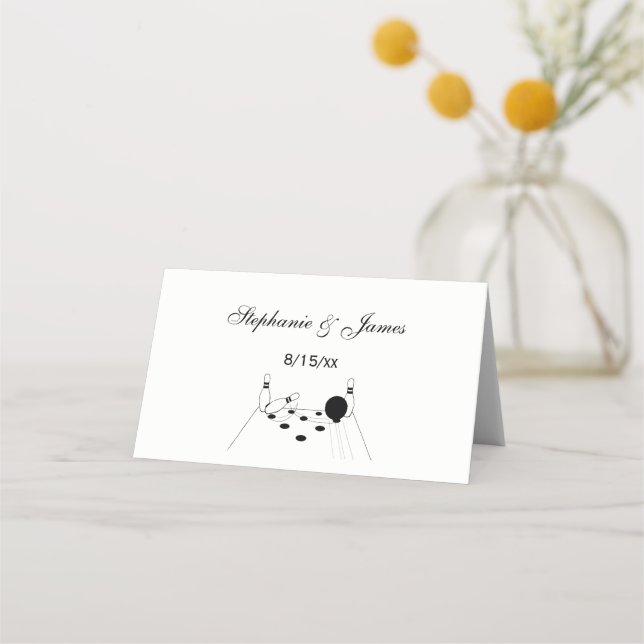 Sports Bowling Ball and Pins Place Card (Front)
